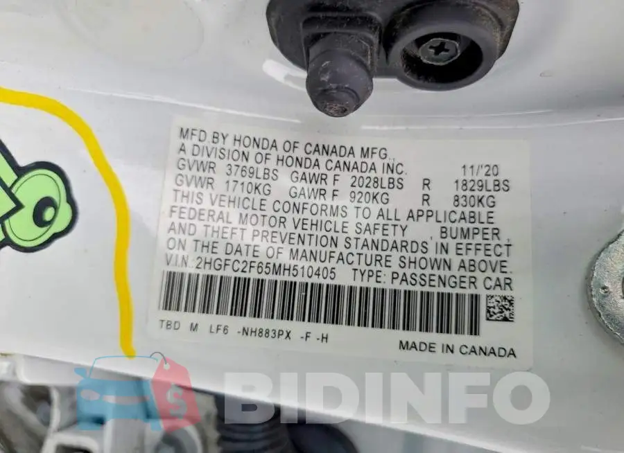 2HGFC2F65MH510405 Photo# 13