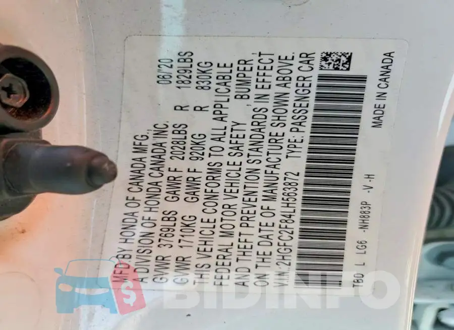 2HGFC2F84LH563872 Photo# 12