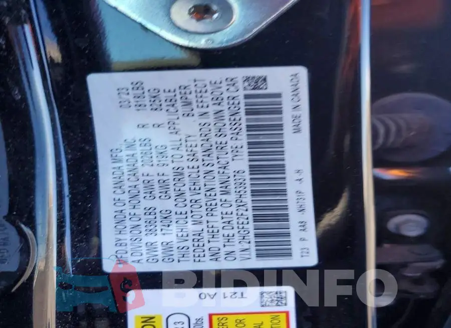 2HGFE2F2XPH539376 Photo# 12