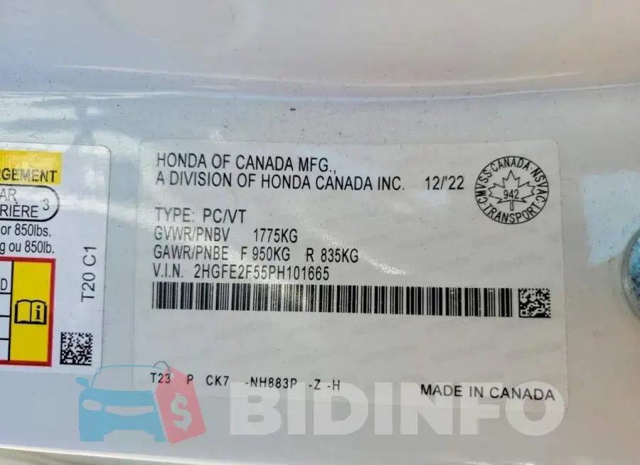 2HGFE2F55PH101665 Photo# 12