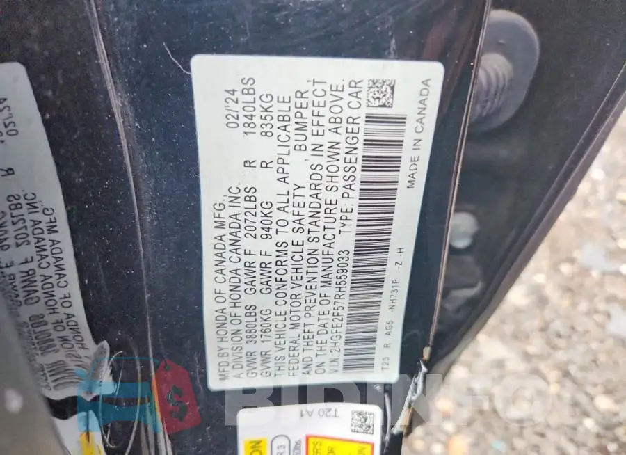 2HGFE2F57RH559033 Photo# 12