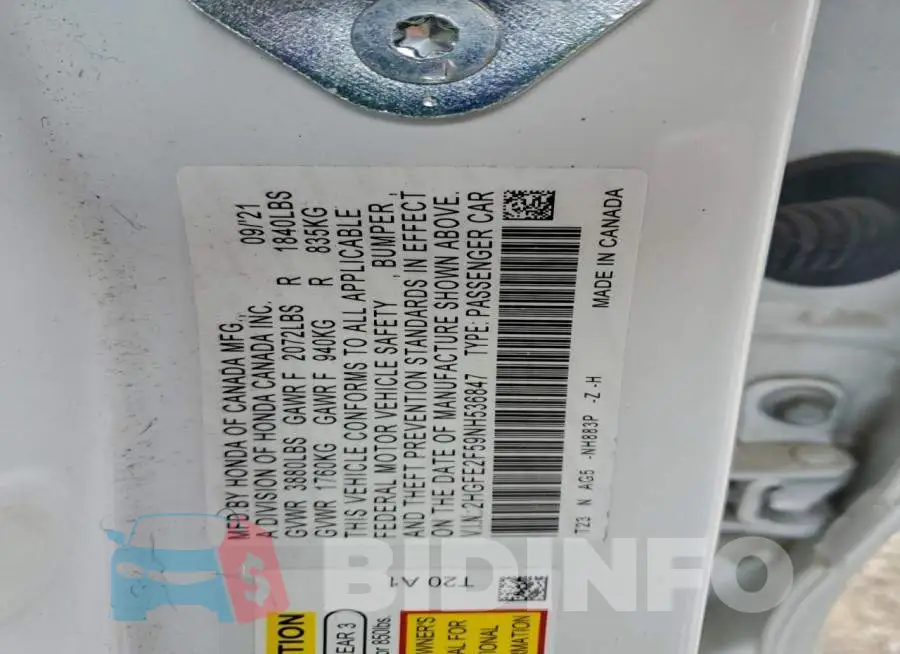 2HGFE2F59NH536847 Photo# 13
