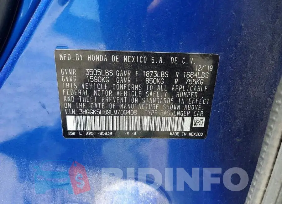 3HGGK5H89LM700408 Photo# 12