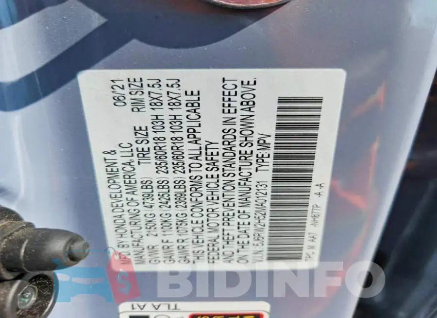 5J6RW2H52MA012131 Photo# 12