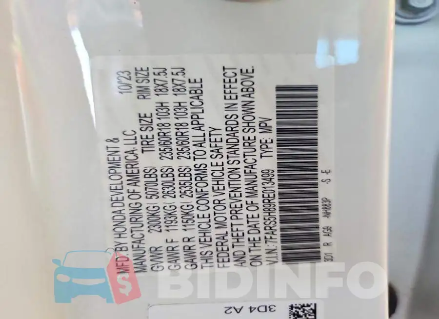 7FARS5H89RE013499 Photo# 13