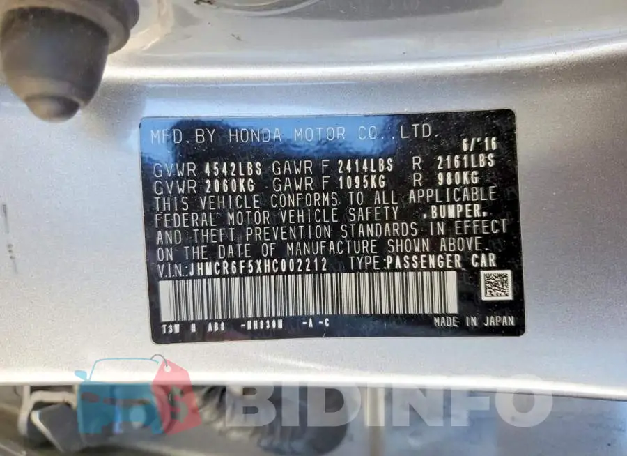 JHMCR6F5XHC002212 Photo# 12