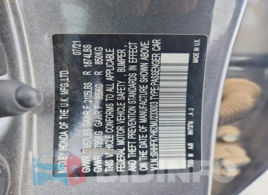 SHHFK7H62MU233003 Photo# 12