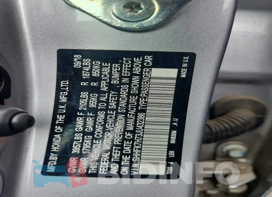 SHHFK7H73JU432386 Photo# 12