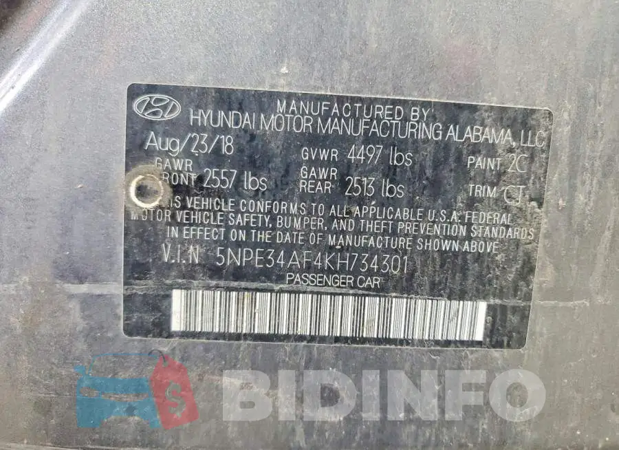5NPE34AF4KH734301 Photo# 12