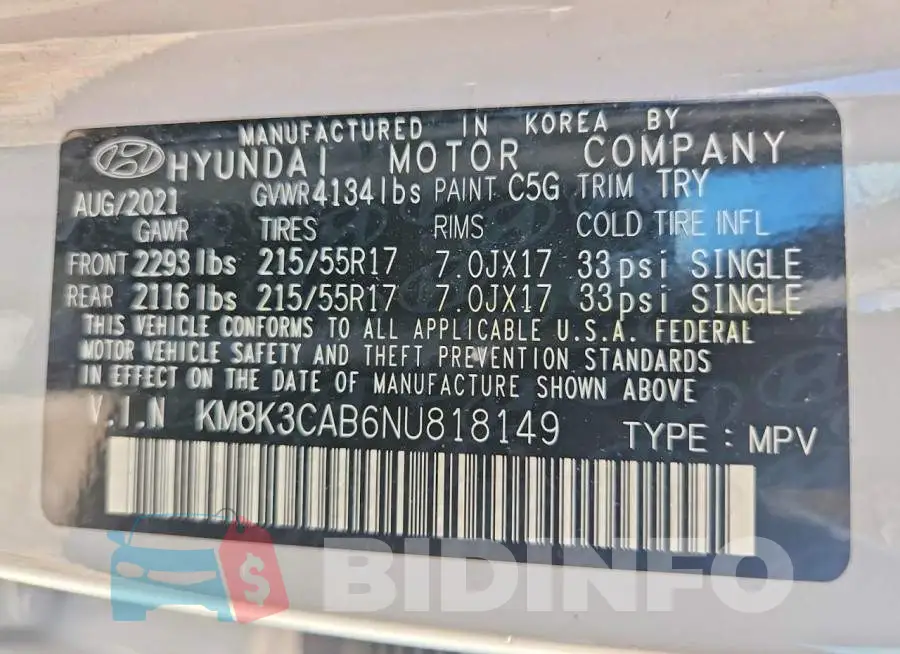 KM8K3CAB6NU818149 Photo# 14