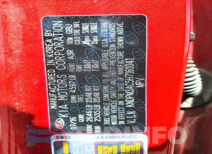 KNDPM3AC5H7161041 Photo# 13