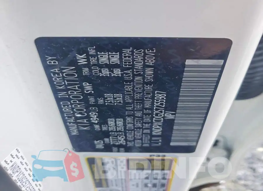 KNDPXCDG2S7255987 Photo# 14