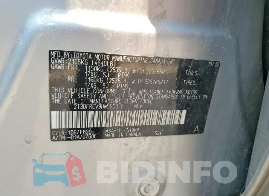 2T3BFREV9HW560316 Photo# 13