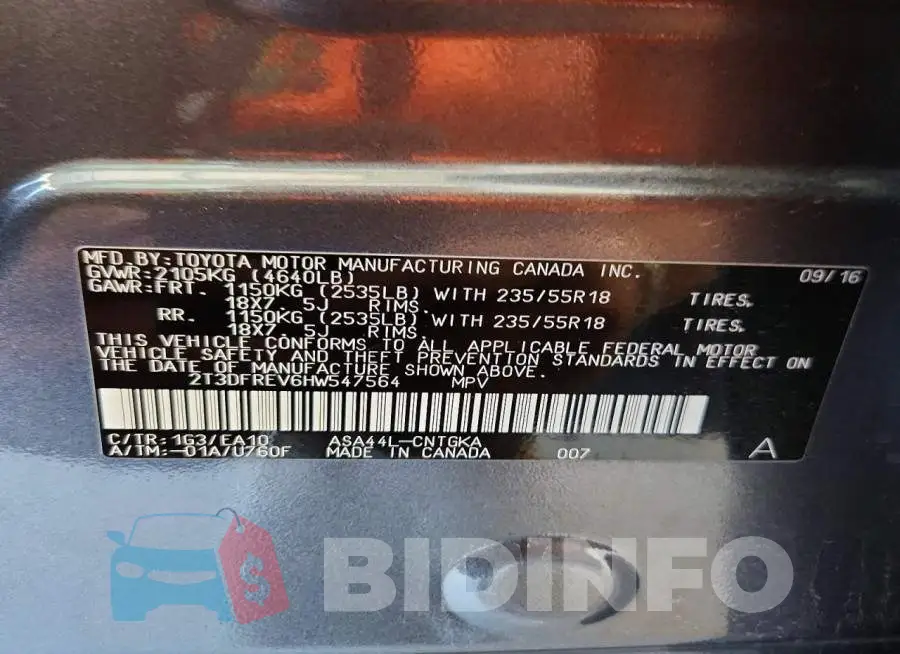 2T3DFREV6HW547564 Photo# 13