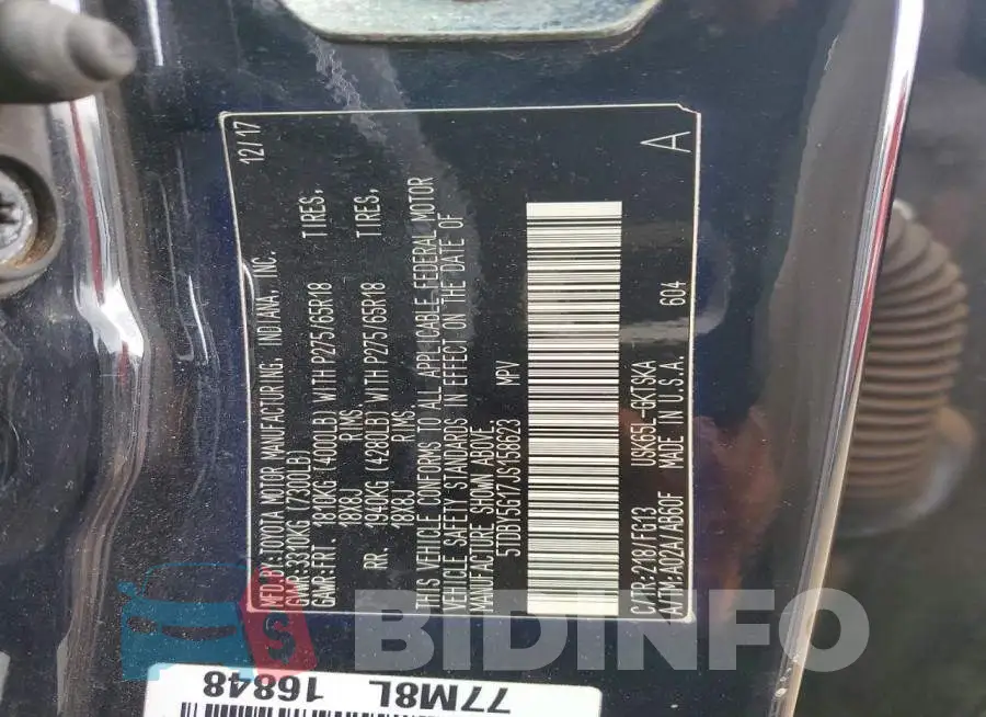 5TDBY5G17JS158623 Photo# 14