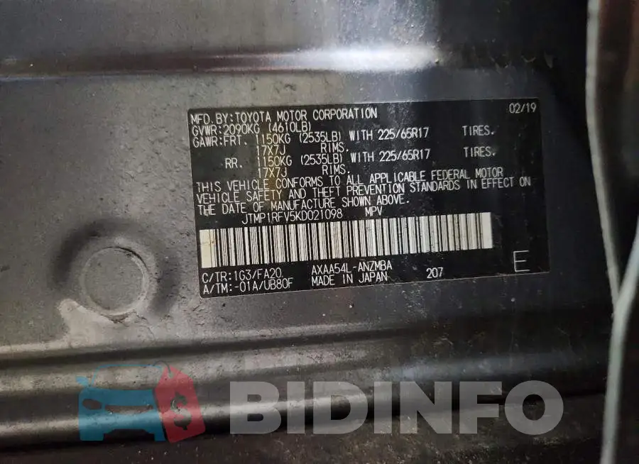 JTMP1RFV5KD021098 Photo# 13