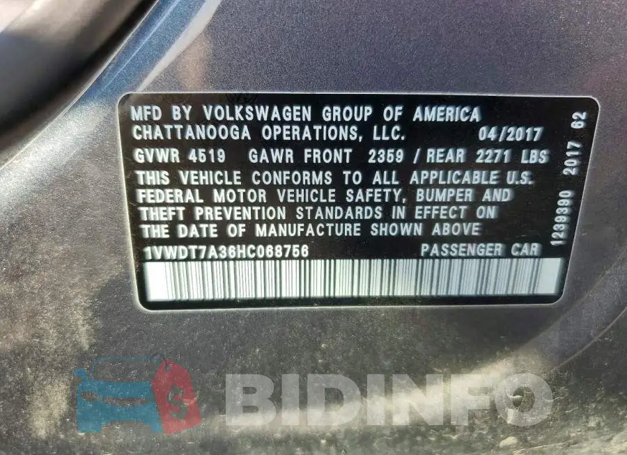 1VWDT7A36HC068756 Photo# 12