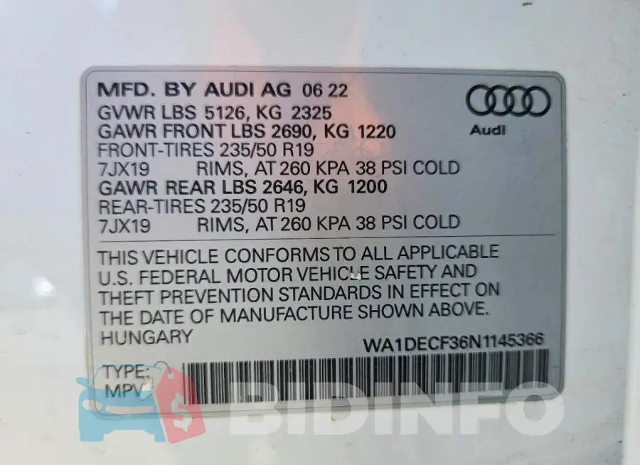 WA1DECF36N1145366 Photo# 14