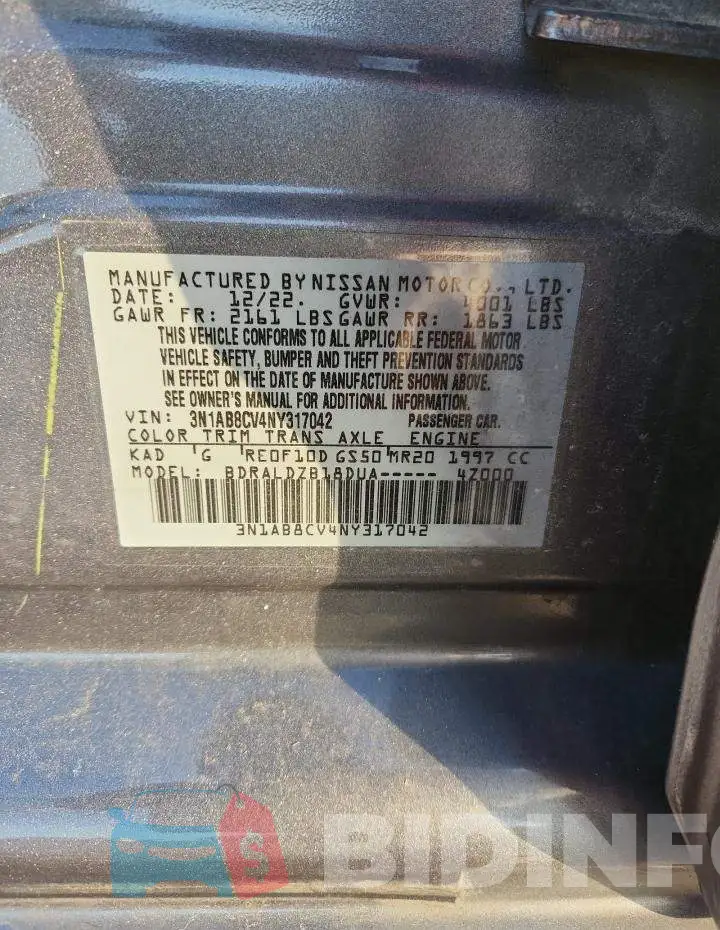 3N1AB8CV4NY317042 Photo# 12