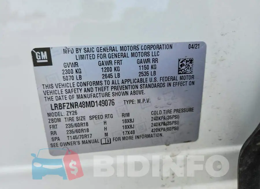 LRBFZNR48MD149076 Photo# 13