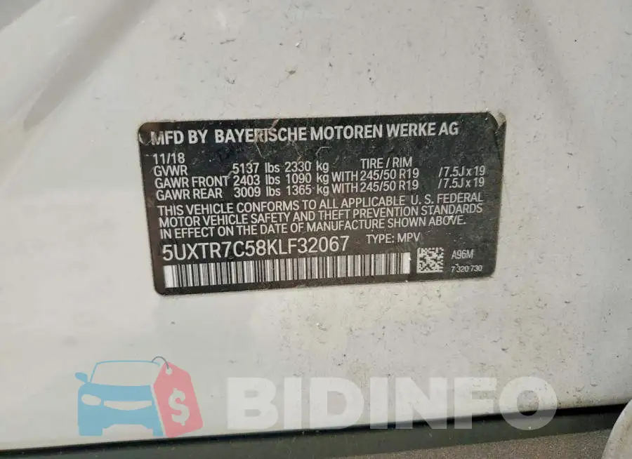 5UXTR7C58KLF32067 Photo# 13