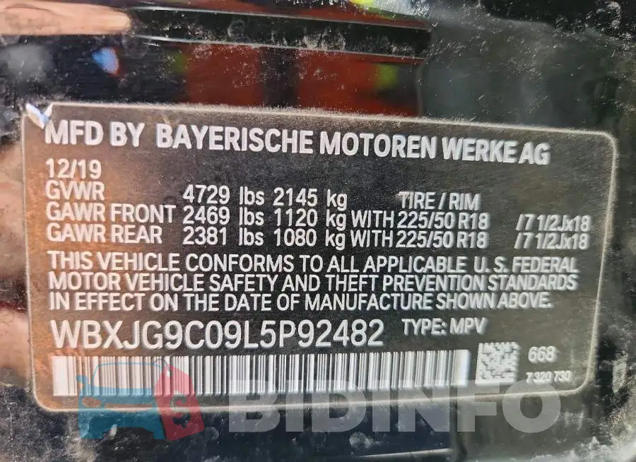 WBXJG9C09L5P92482 Photo# 13