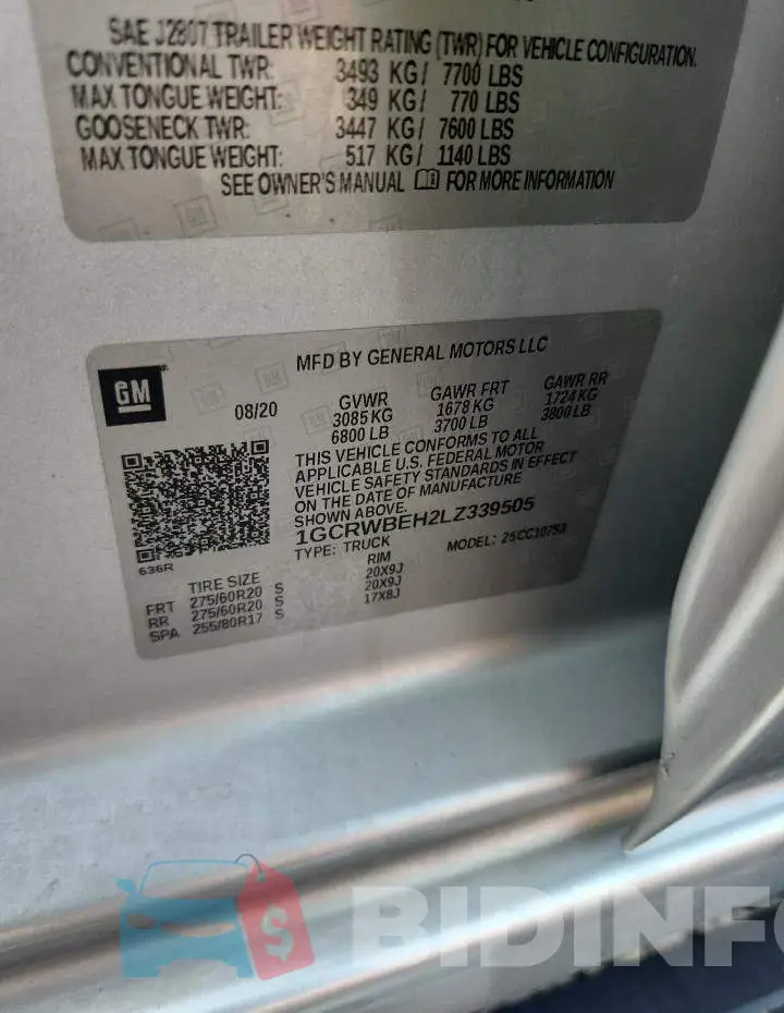 1GCRWBEH2LZ339505 Photo# 12