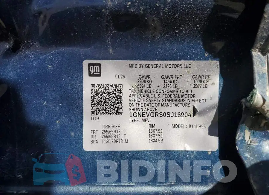 1GNEVGRS0SJ169041 Photo# 13