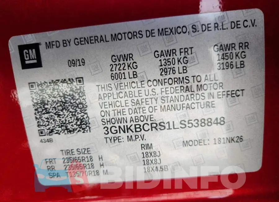 3GNKBCRS1LS538848 Photo# 13