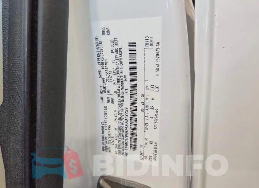 1FMCU9GD4JUB72729 Photo# 12