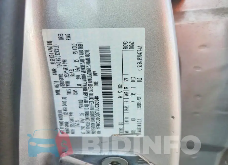 1FMCU9GD7JUC60948 Photo# 12