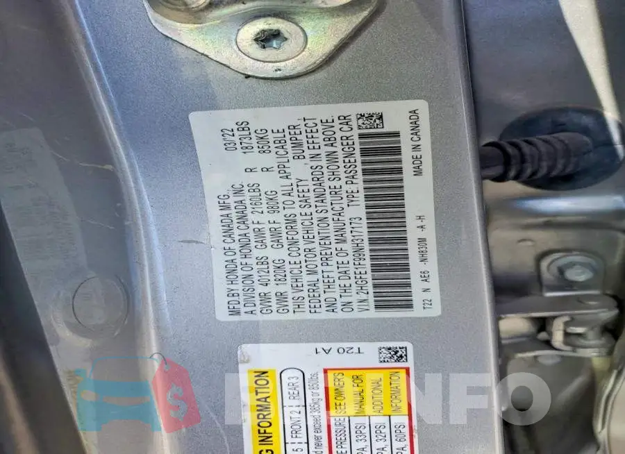 2HGFE1F99NH317173 Photo# 12