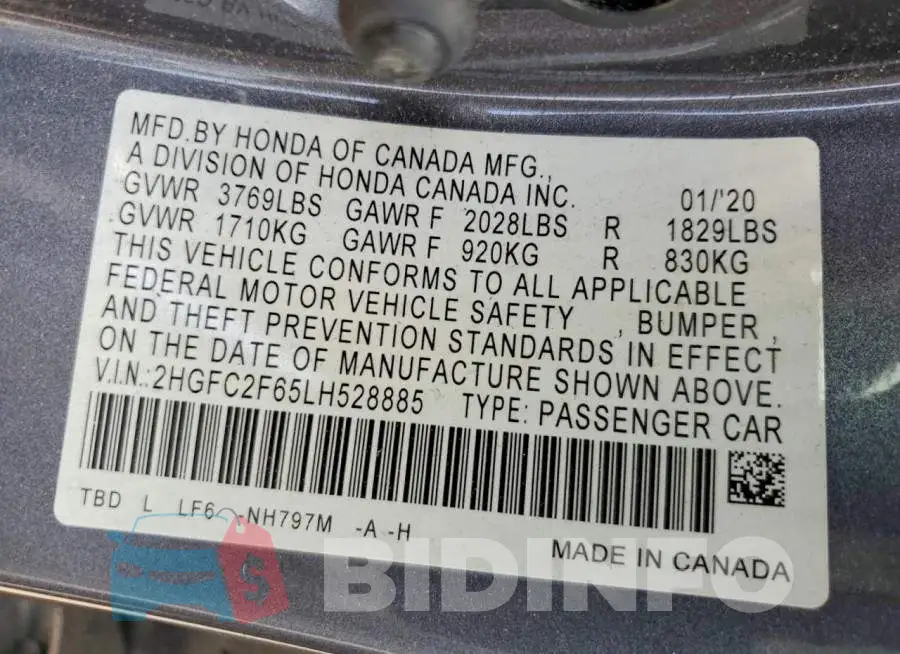 2HGFC2F65LH528885 Photo# 13