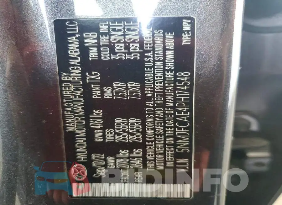 5NMJFCAE4PH174548 Photo# 13
