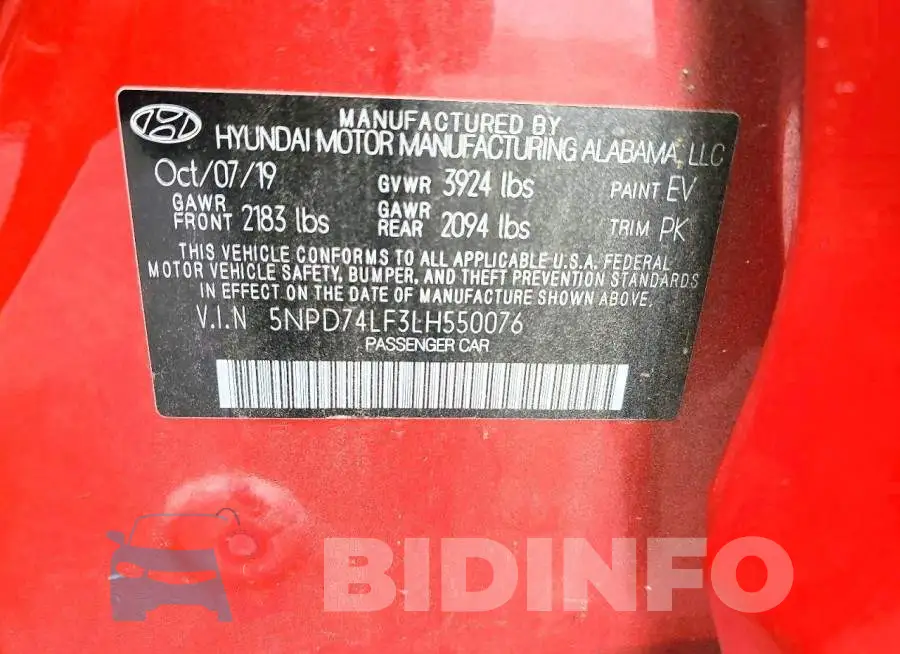5NPD74LF3LH550076 Photo# 12