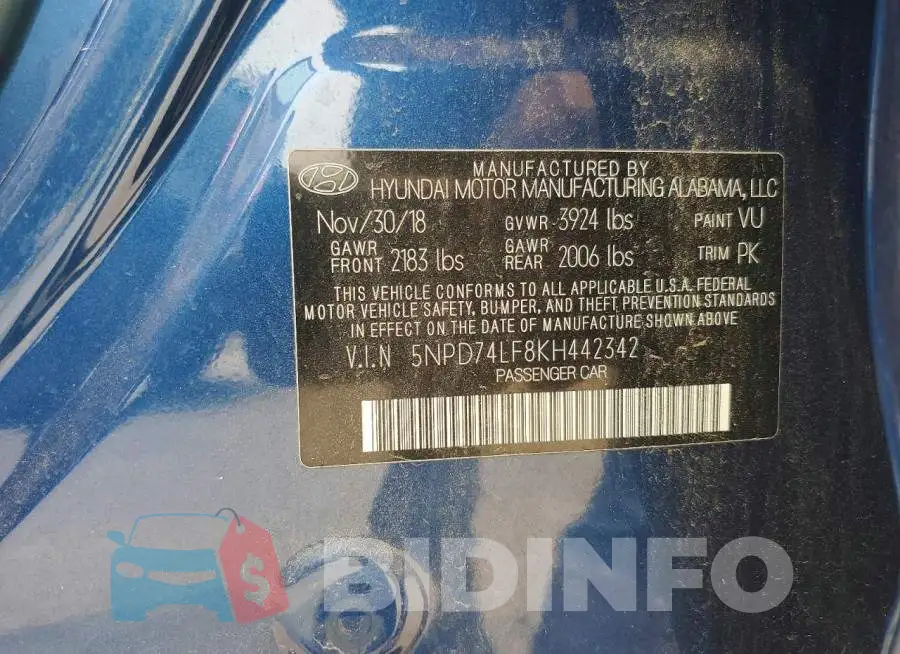 5NPD74LF8KH442342 Photo# 12