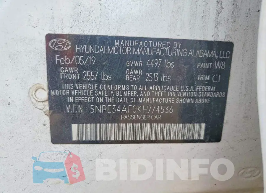 5NPE34AF0KH774536 Photo# 12