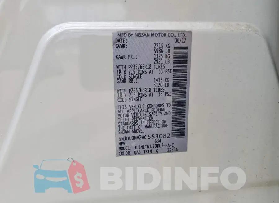 5N1DL0MM2HC553082 Photo# 13