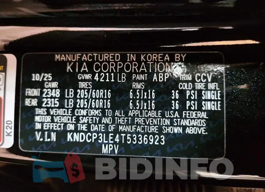 KNDCP3LE4T5336923 Photo# 13
