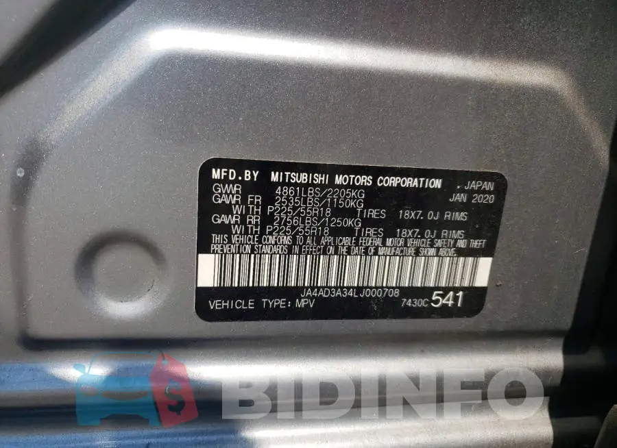 JA4AD3A34LJ000708 Photo# 13