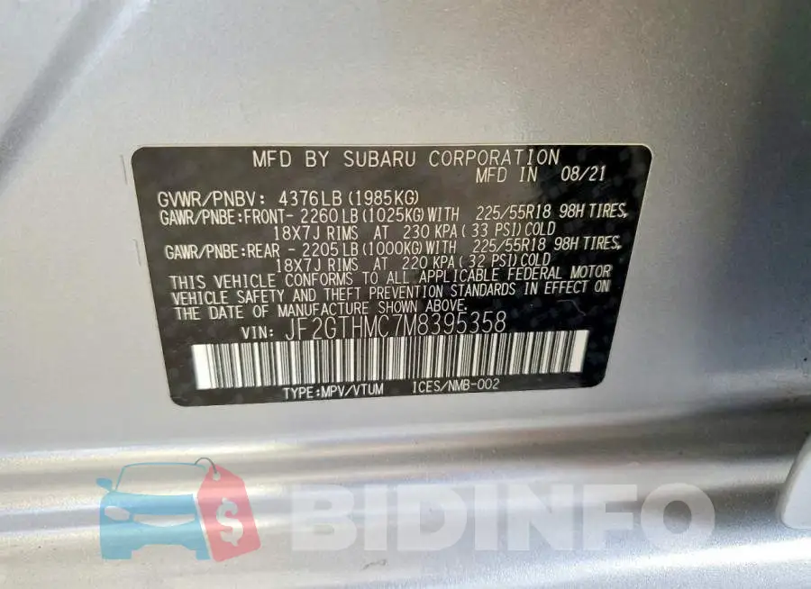 JF2GTHMC7M8395358 Photo# 14