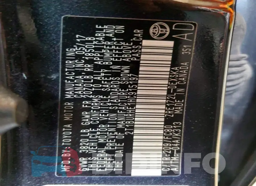 2T1BURHE1HC915197 Photo# 12