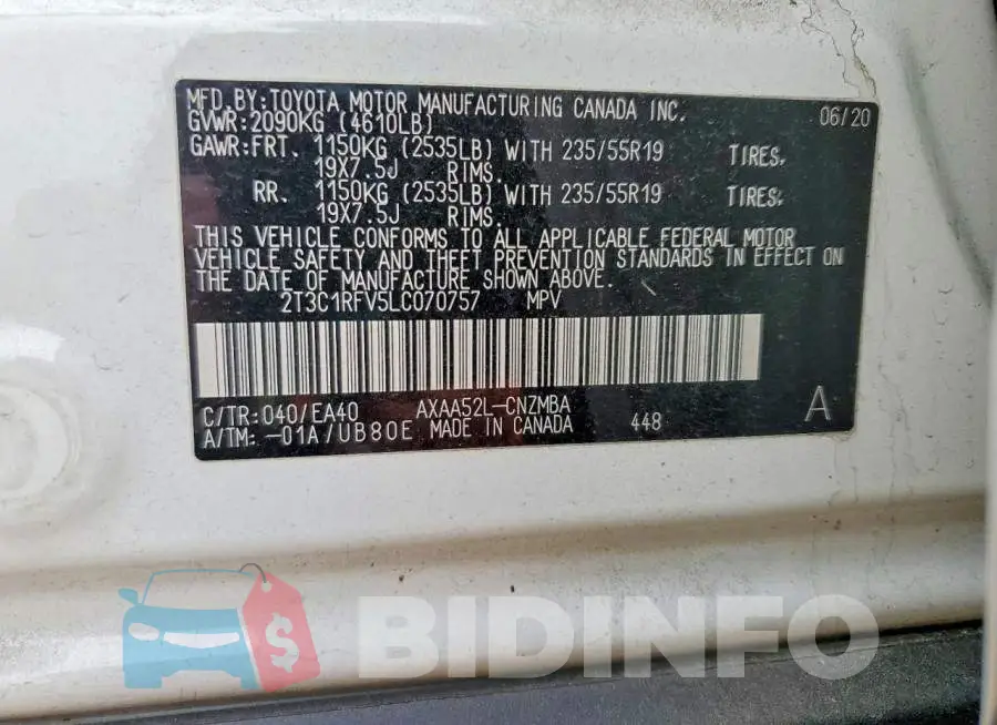 2T3C1RFV5LC070757 Photo# 13