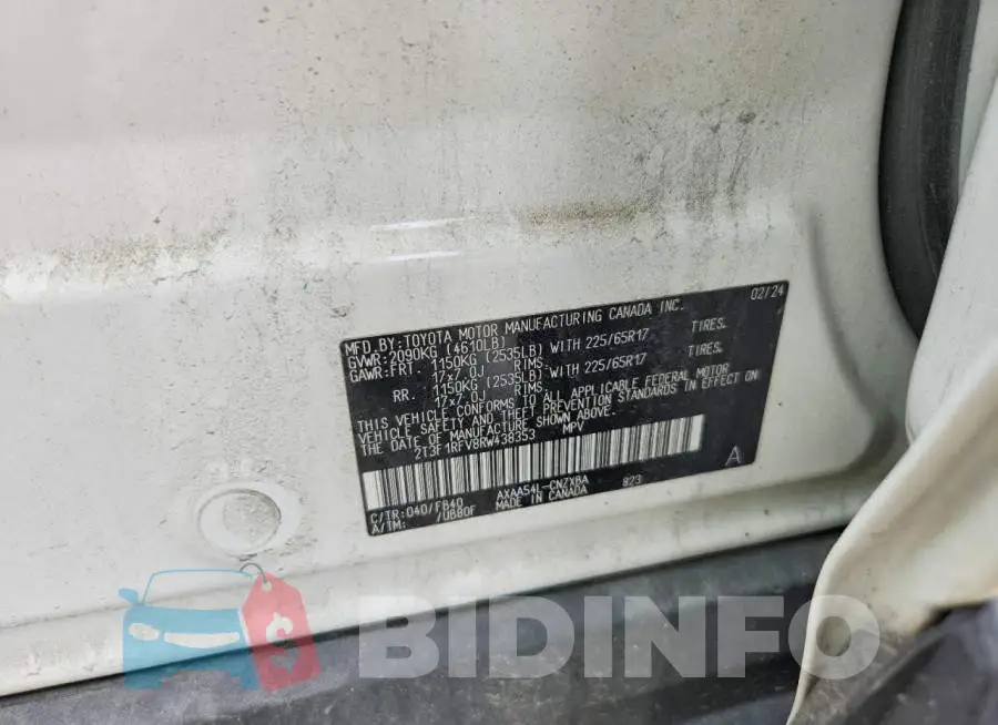 2T3F1RFV8RW438353 Photo# 13