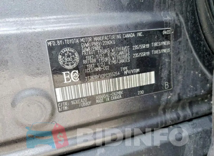 2T3R1RFV2PC355254 Photo# 13