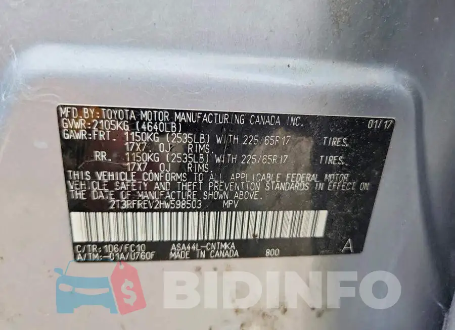 2T3RFREV2HW598503 Photo# 13