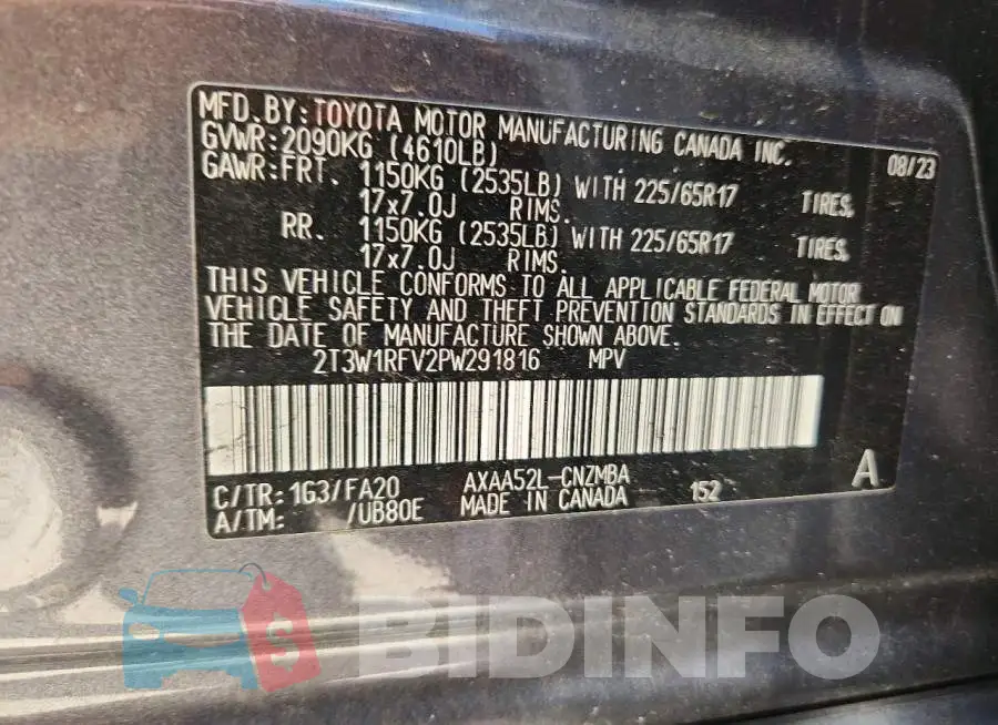 2T3W1RFV2PW291816 Photo# 13