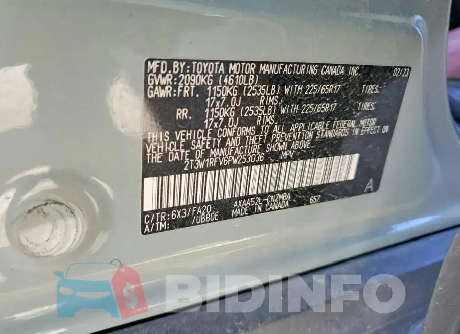 2T3W1RFV6PW253036 Photo# 13