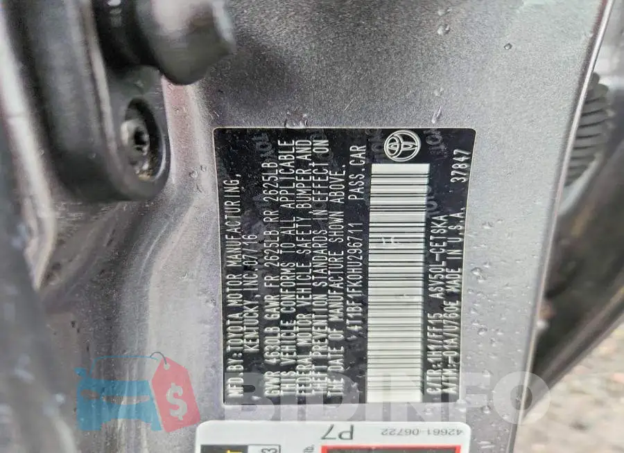 4T1BF1FK0HU296711 Photo# 12