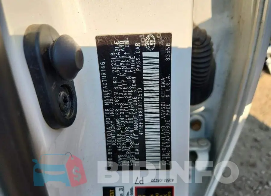 4T1BF1FK8HU812510 Photo# 12